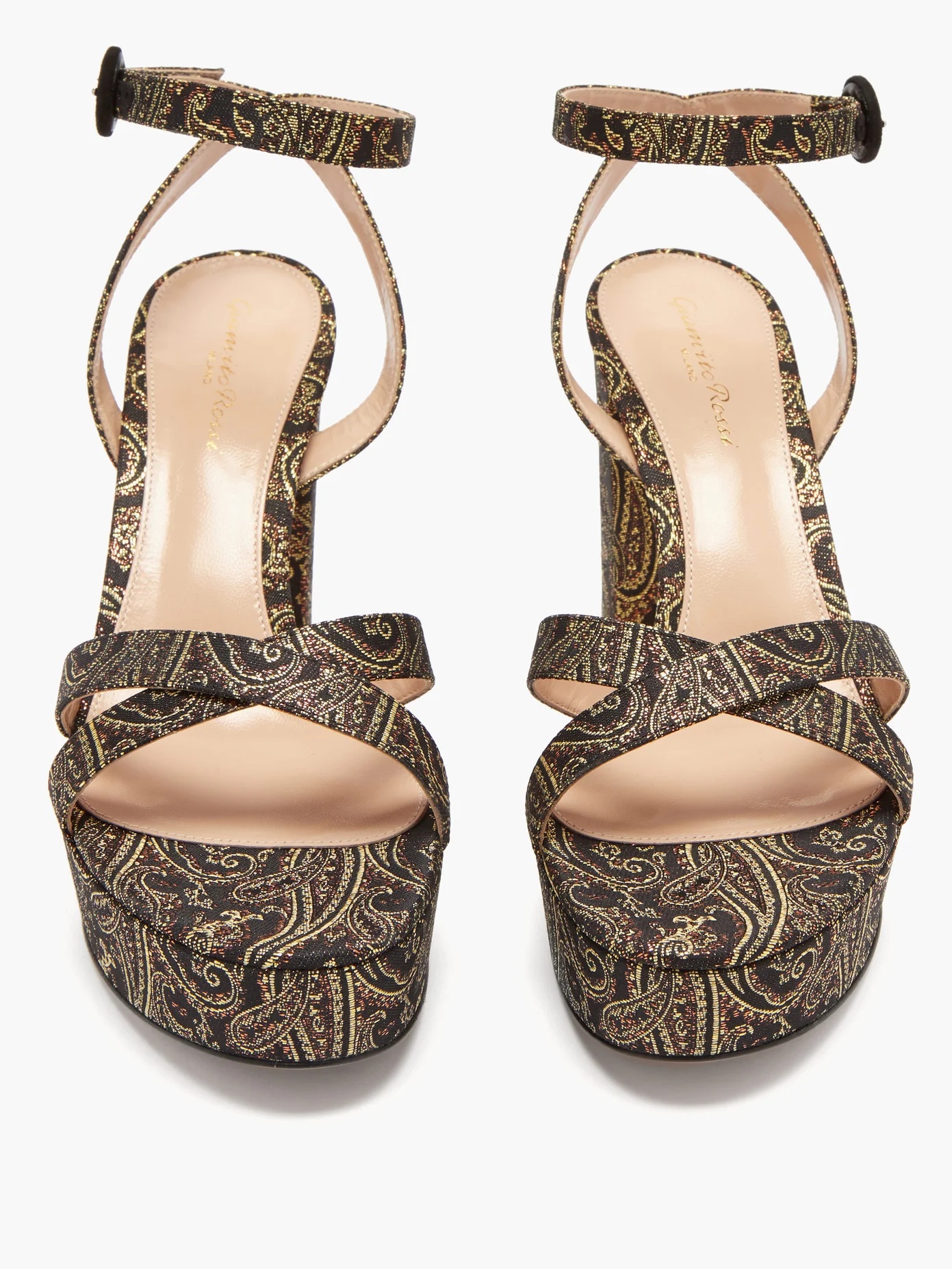 Poppy 70 paisley-brocade sandals - 5