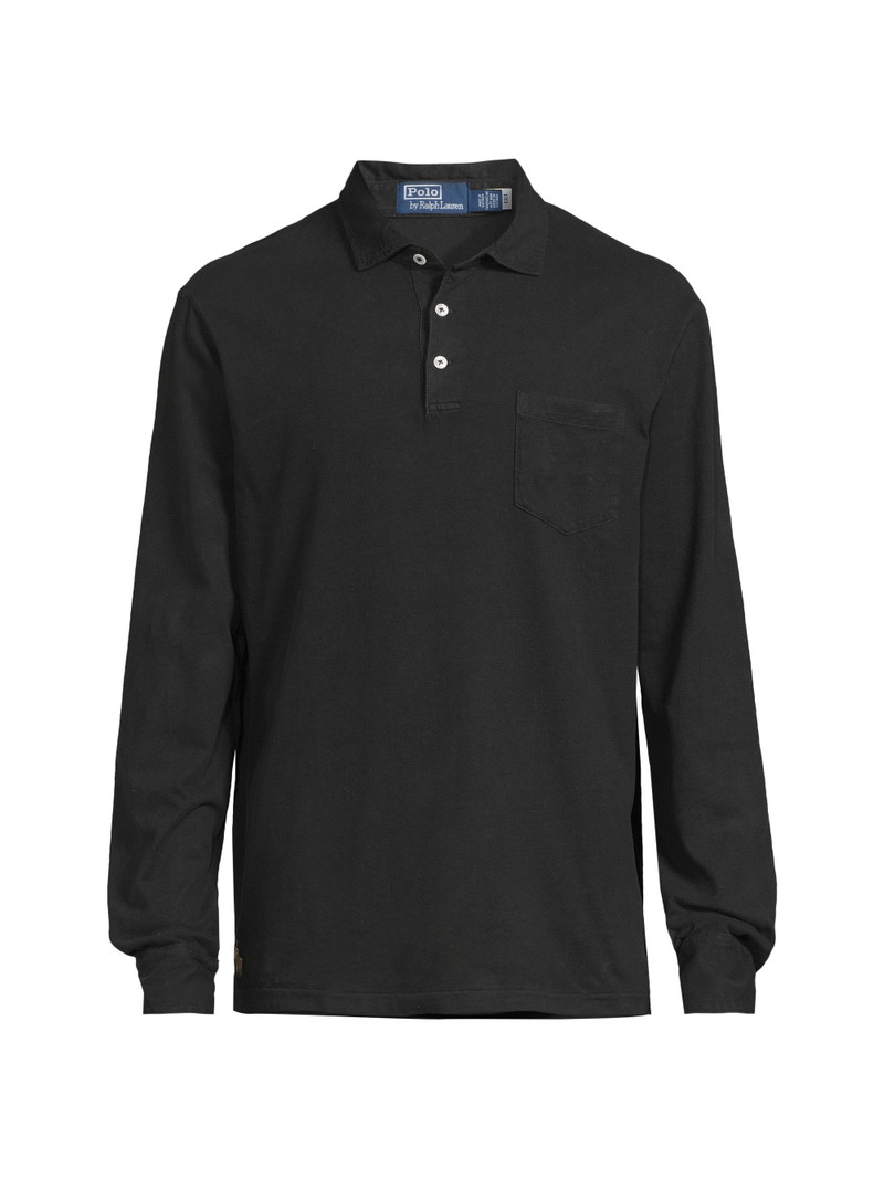 Men's Classic-Fit Sueded Jersey Polo Shirt - Polo Black 1