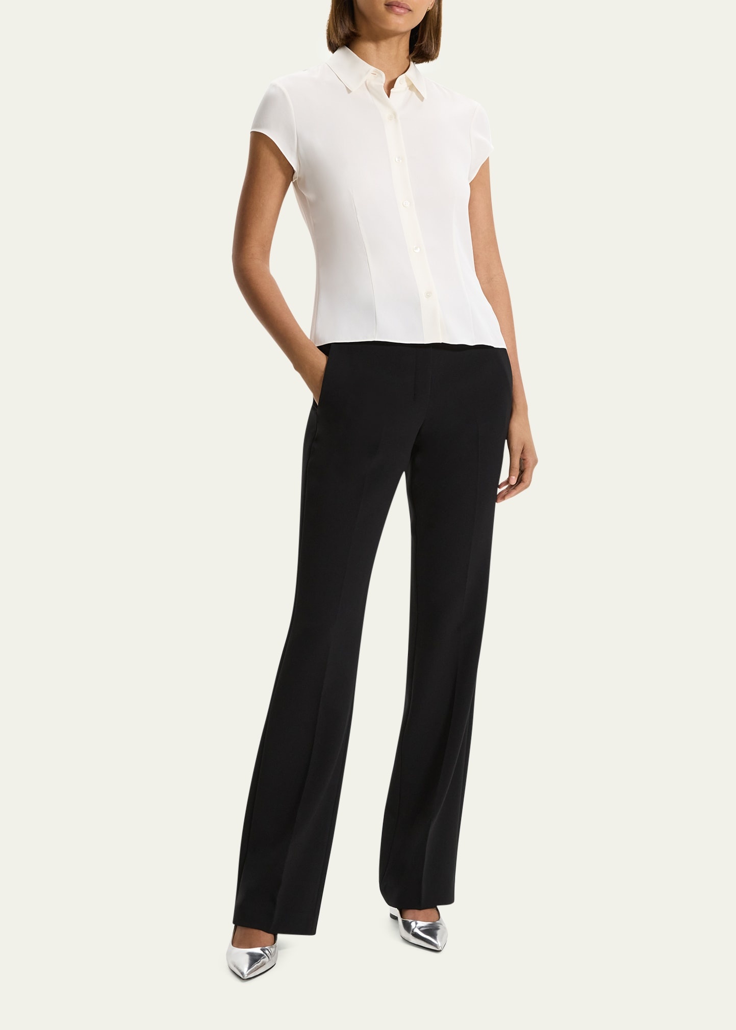 Cap-Sleeve Modern Silk Georgette Blouse - 2