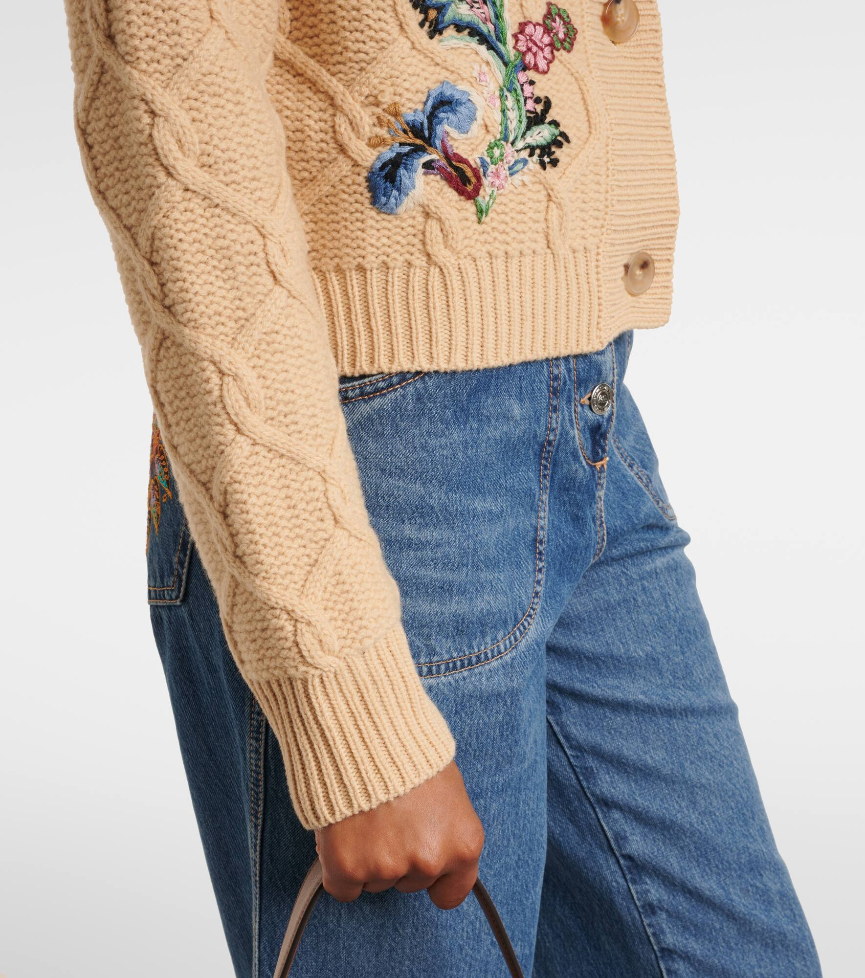 Embroidered wool and cashmere cardigan - 5