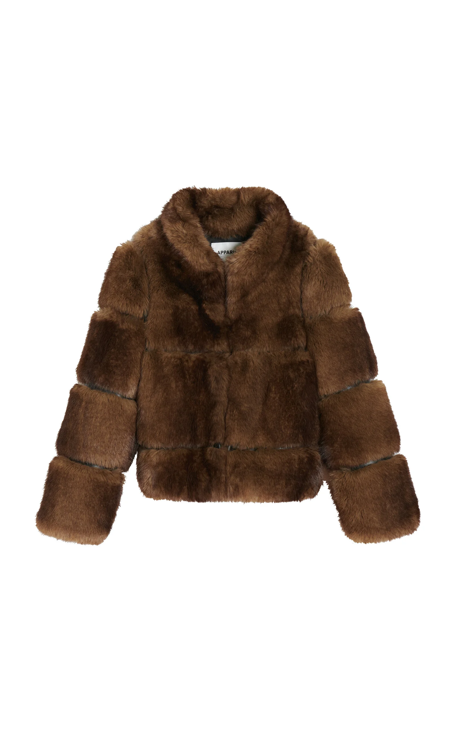 Sai Mink Faux Fur Cropped Coat brown - 1