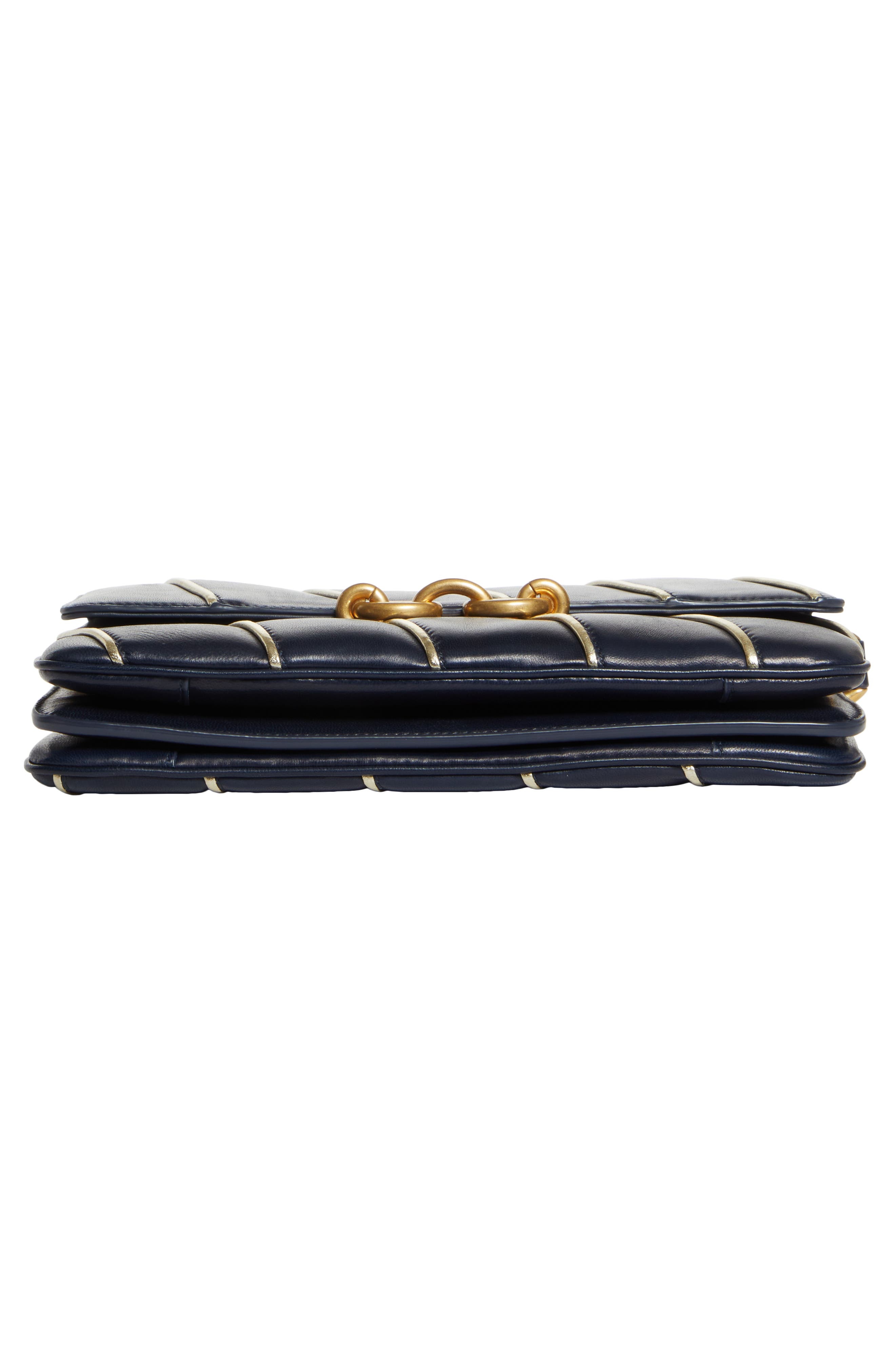 Saint Laurent Le Maillon Quilted Leather Shoulder Bag in Marine/Marine/Argent at Nordstrom - 7
