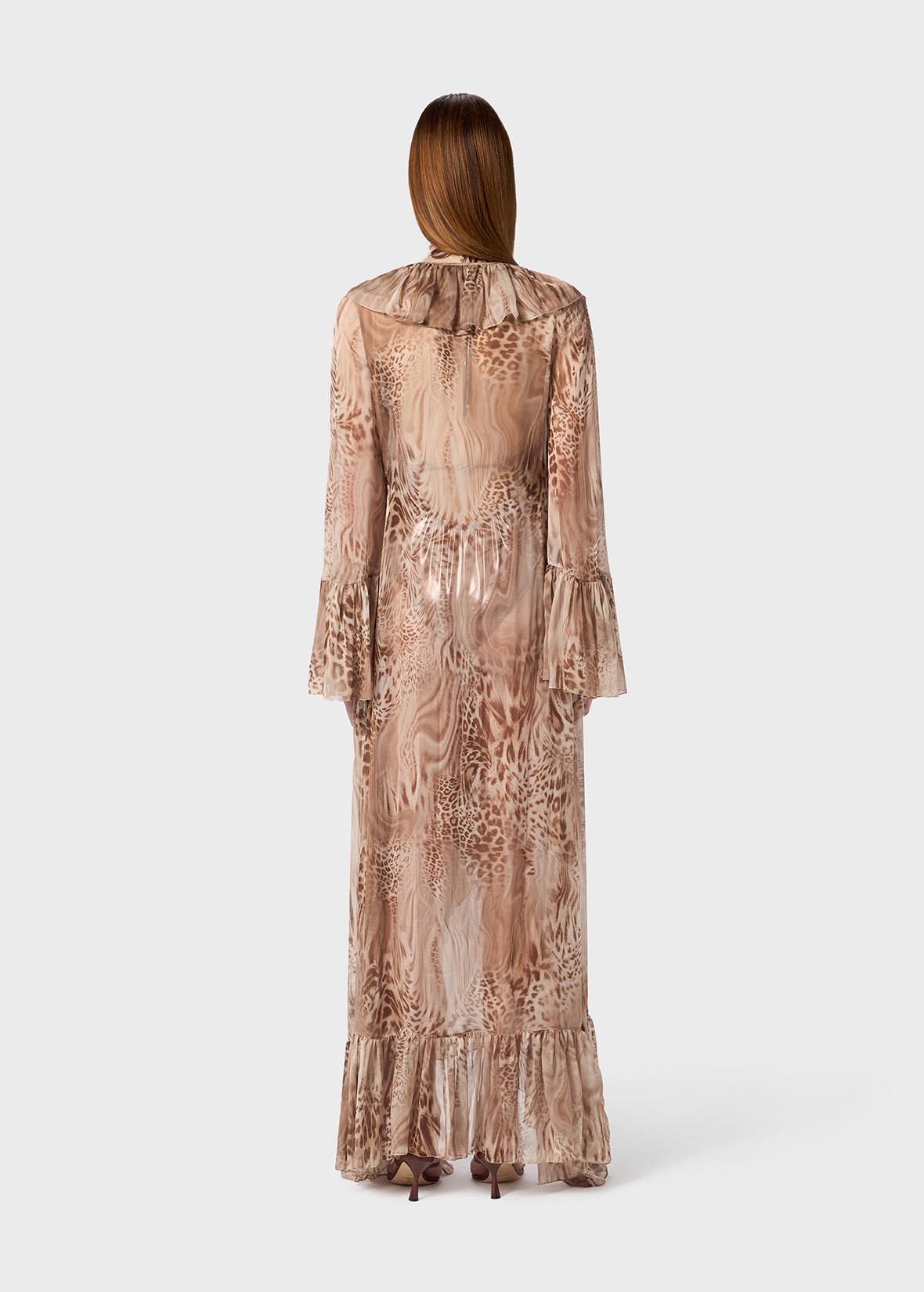 PRINTED CHIFFON LONG DRESS - 4