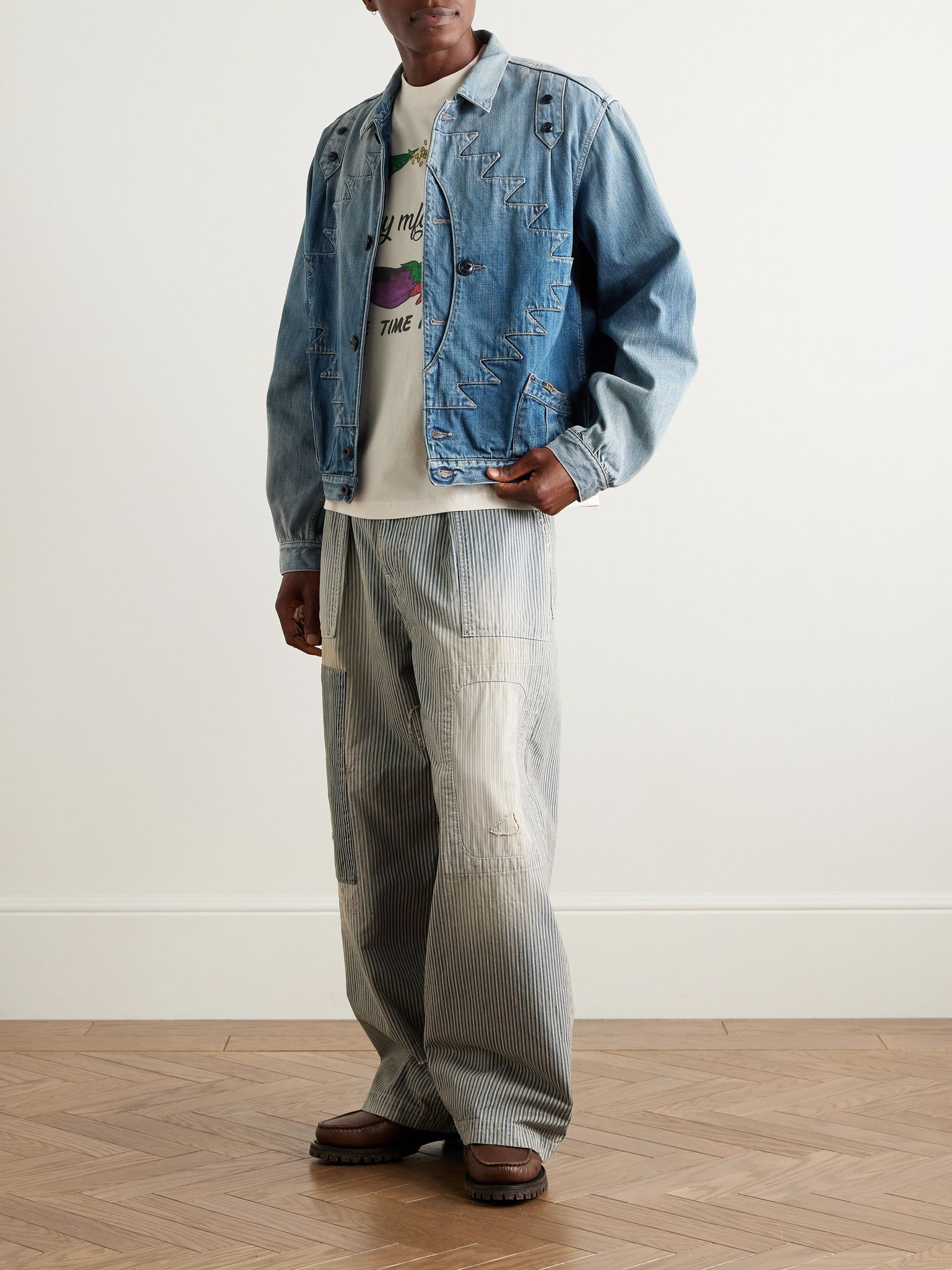 Thunderbird Panelled Denim Blouson Jacket Blue - 2