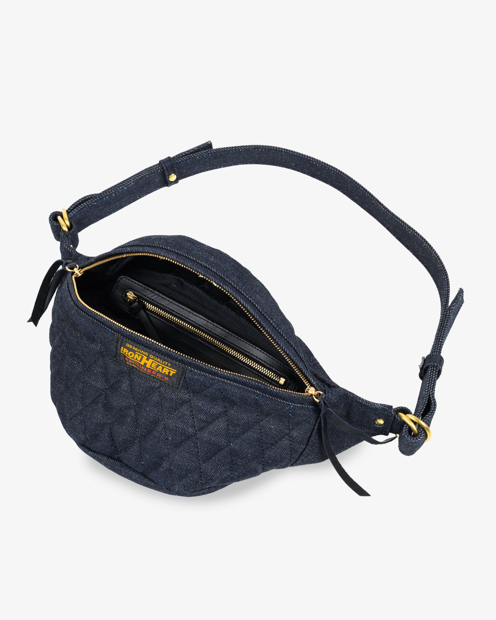 IHE-51-IND Diamond Stitched 25oz Selvedge Denim Waist Bag - Indigo - 5