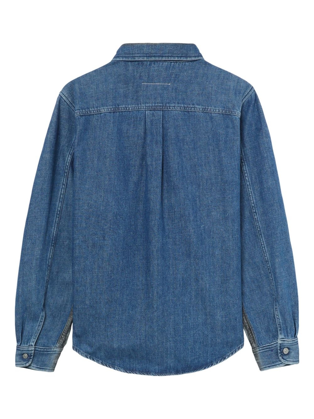 distressed panelled denim shirt - 7