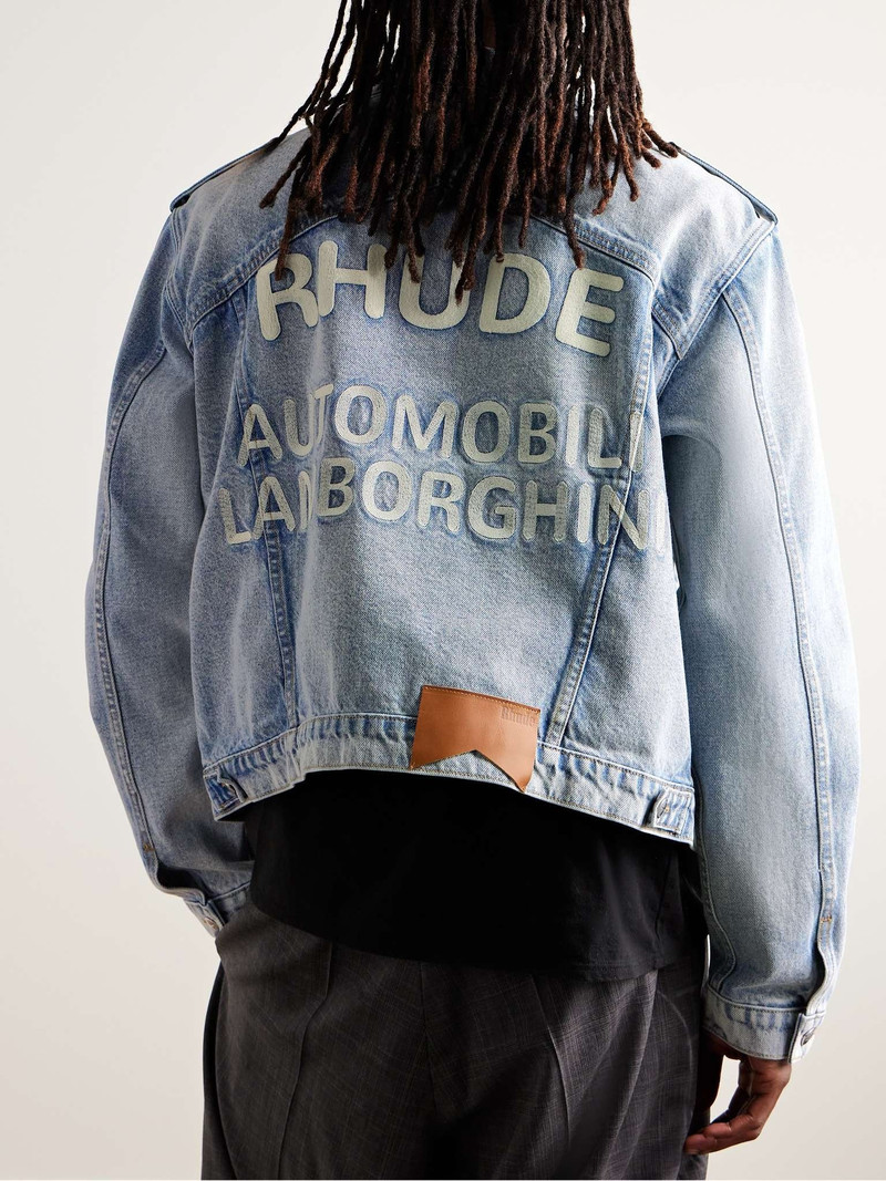 + Lamborghini Logo-Embroidered Denim Jacket 5