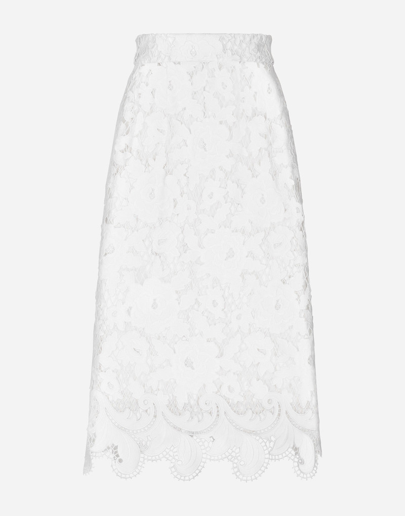Cotton midi skirt with floral openwork detailing 1