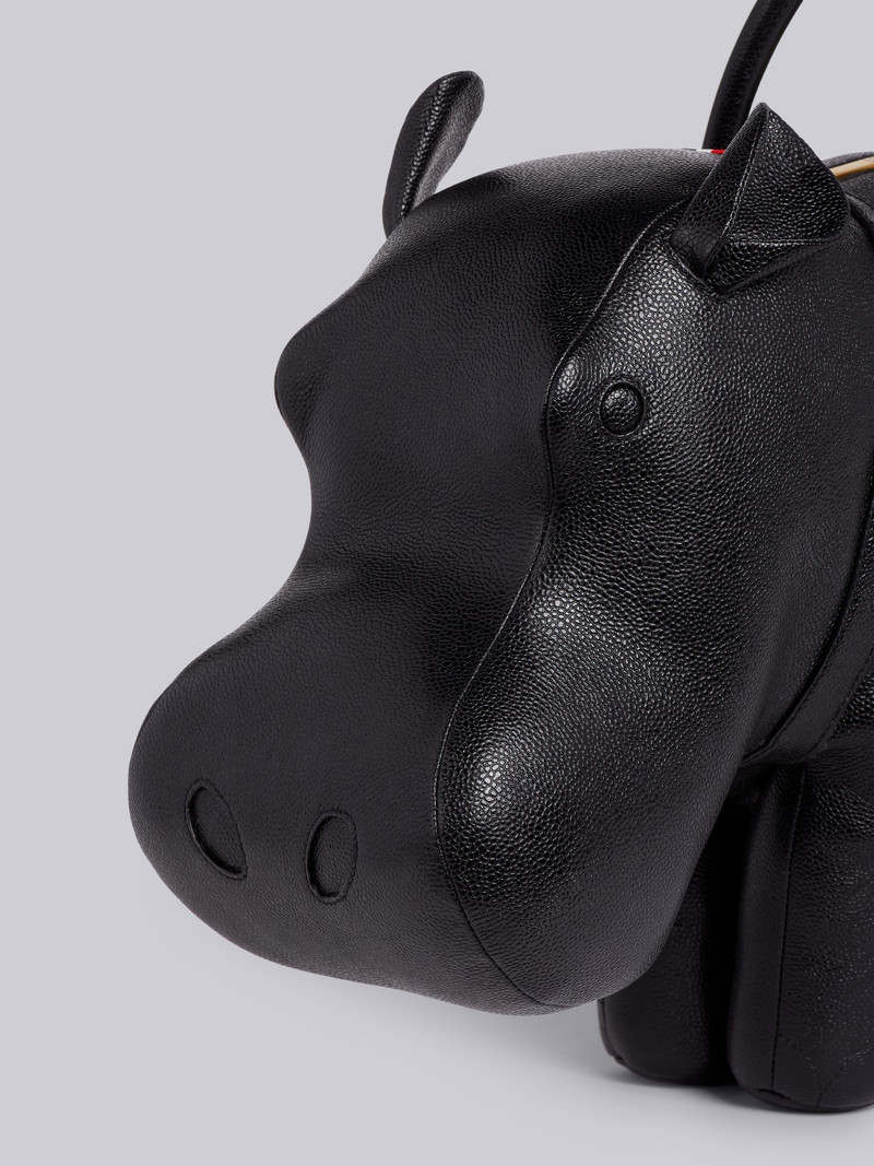 Thom Browne Black Pebbled Calfskin Hippo Bag outlook