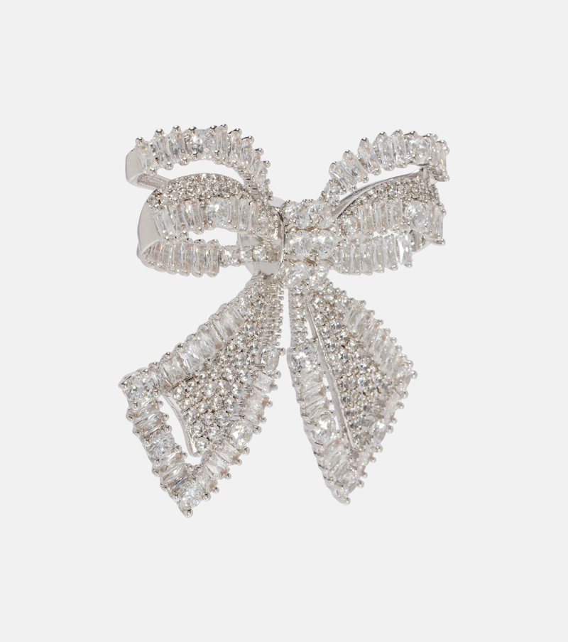 self-portrait Bow crystal-embellished earrings outlook