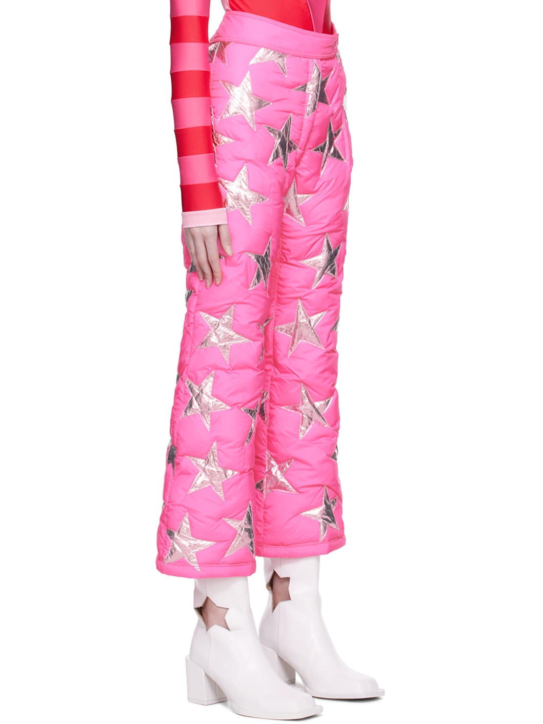 Pink Embellished Puffer Trousers - 2