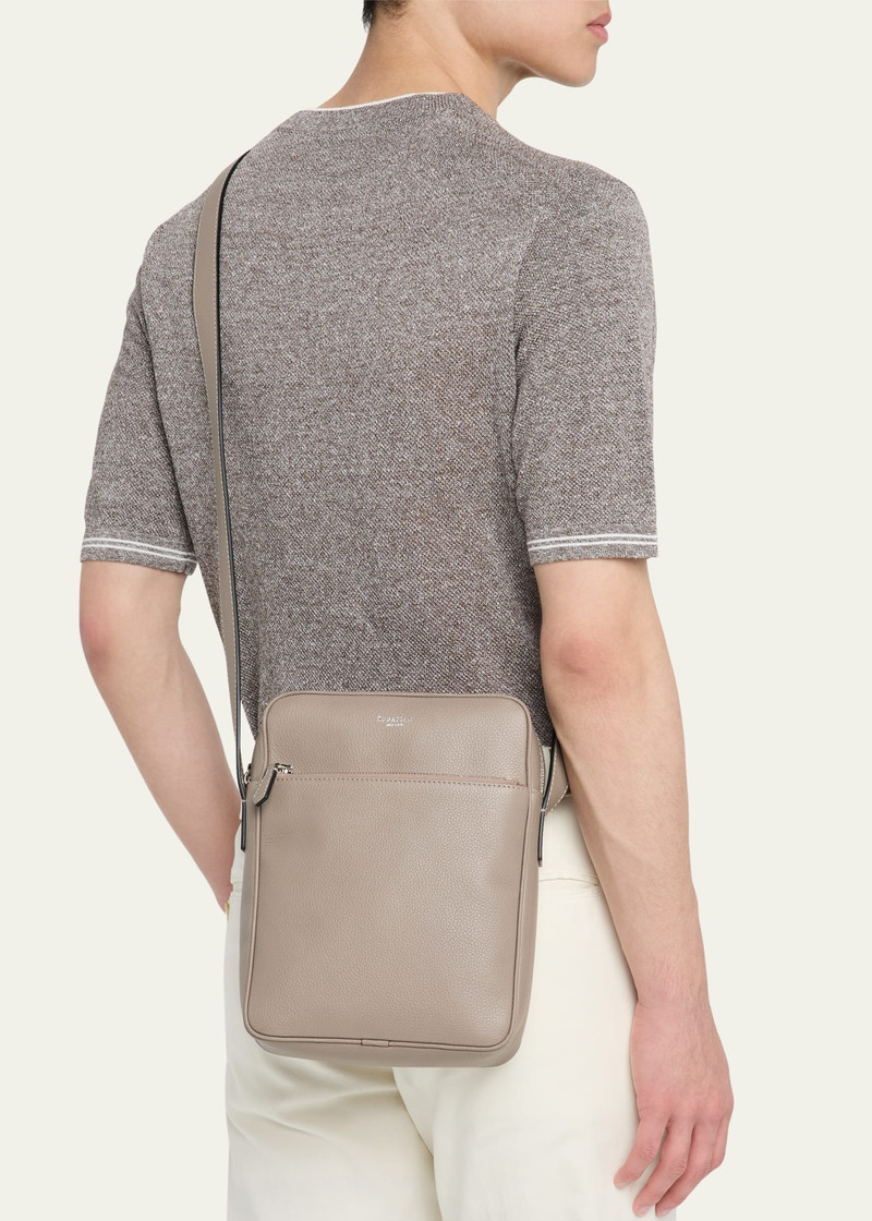 Serapian Men's North-South Cachemire Leather Messenger Bag outlook