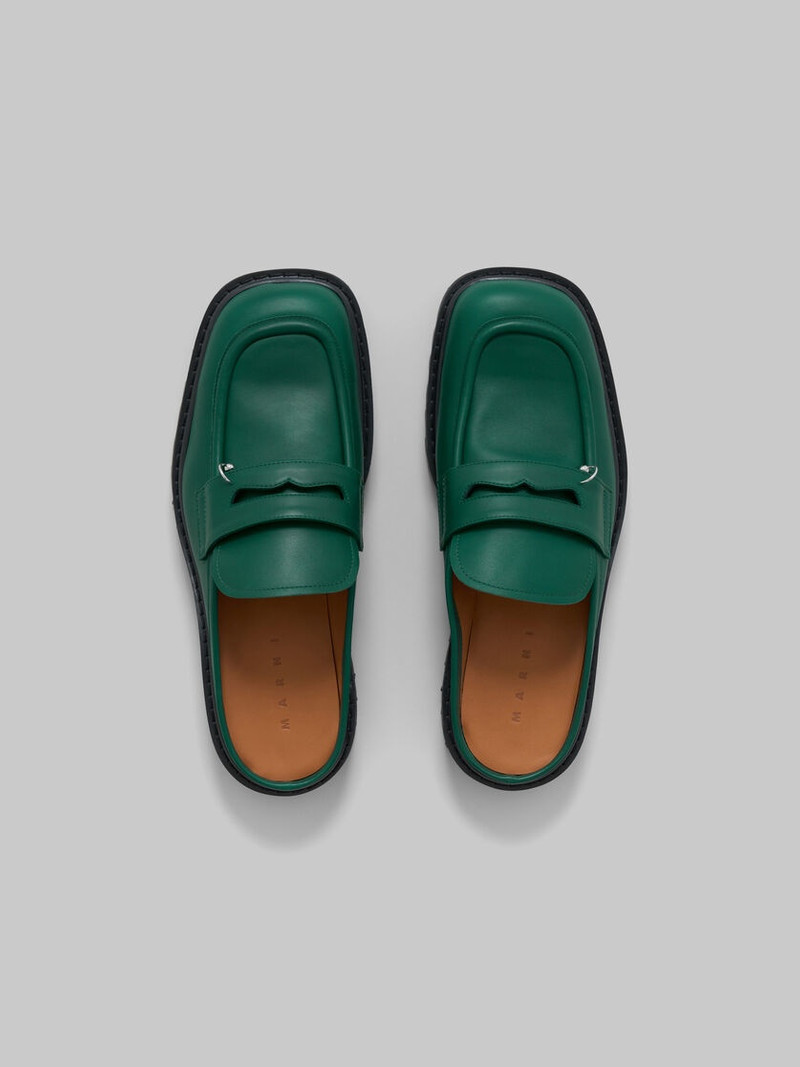 GREEN LEATHER PIERCING 2.0 CHUNKY SABOT LOAFER 4