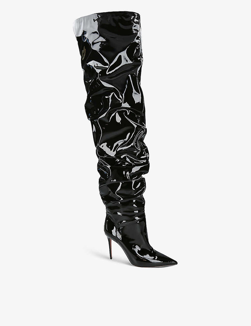 Jaheel rippled-texture leather heeled thigh-high boots 3
