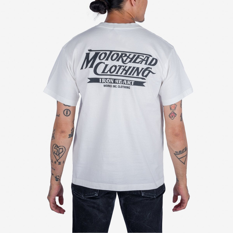 Iron Heart IHT-2402-WHT 7.5oz Printed Loopwheel Crew Neck T-Shirt - White outlook