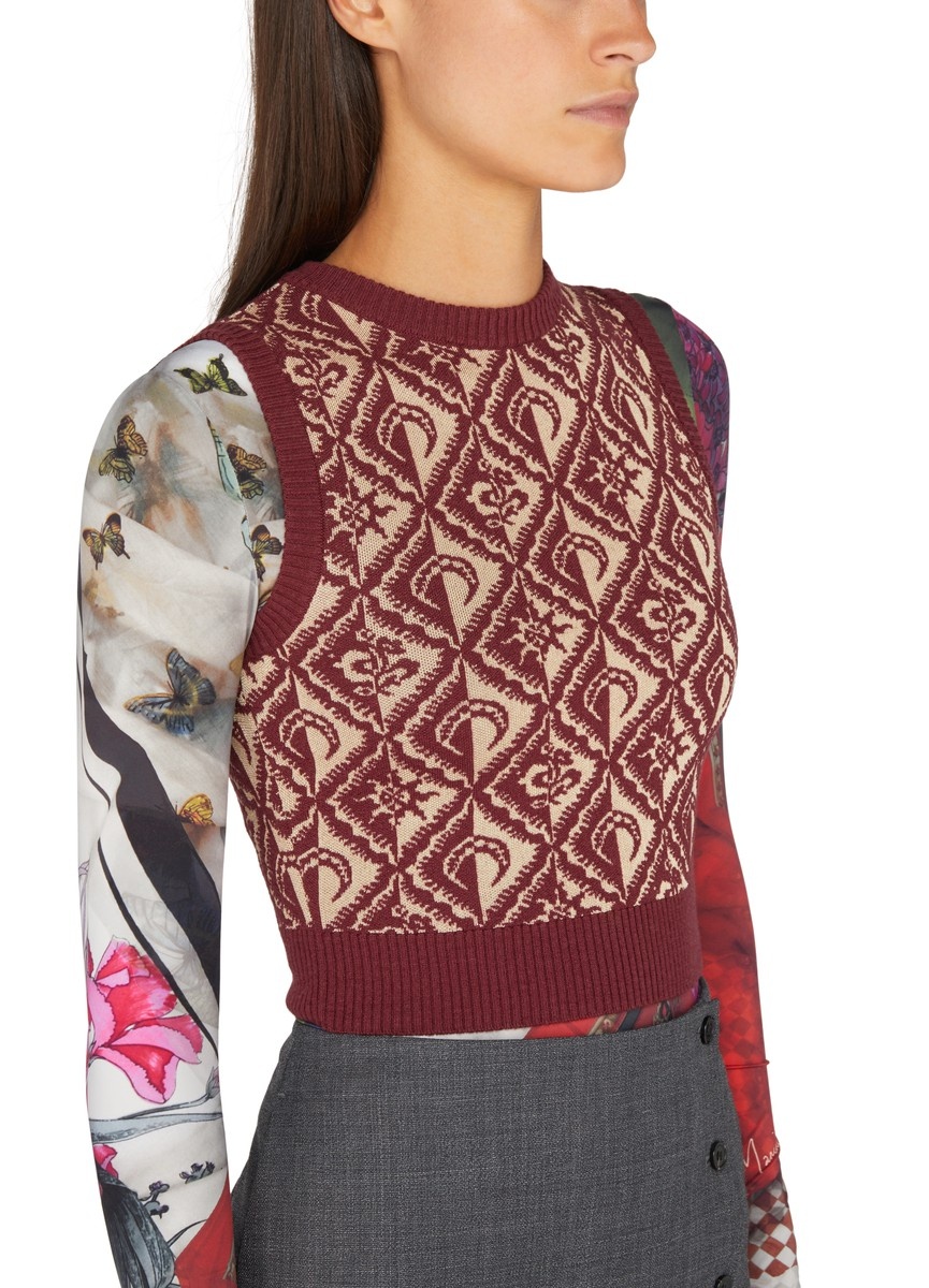 Moon diamant knit jacquard sleeveless pullover - 4