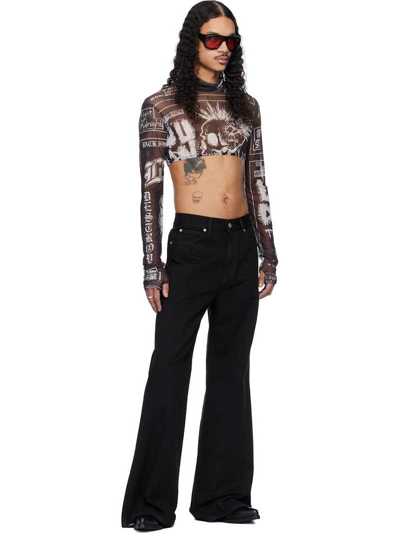 LU'U DAN Black Masked Mesh Crop Top outlook