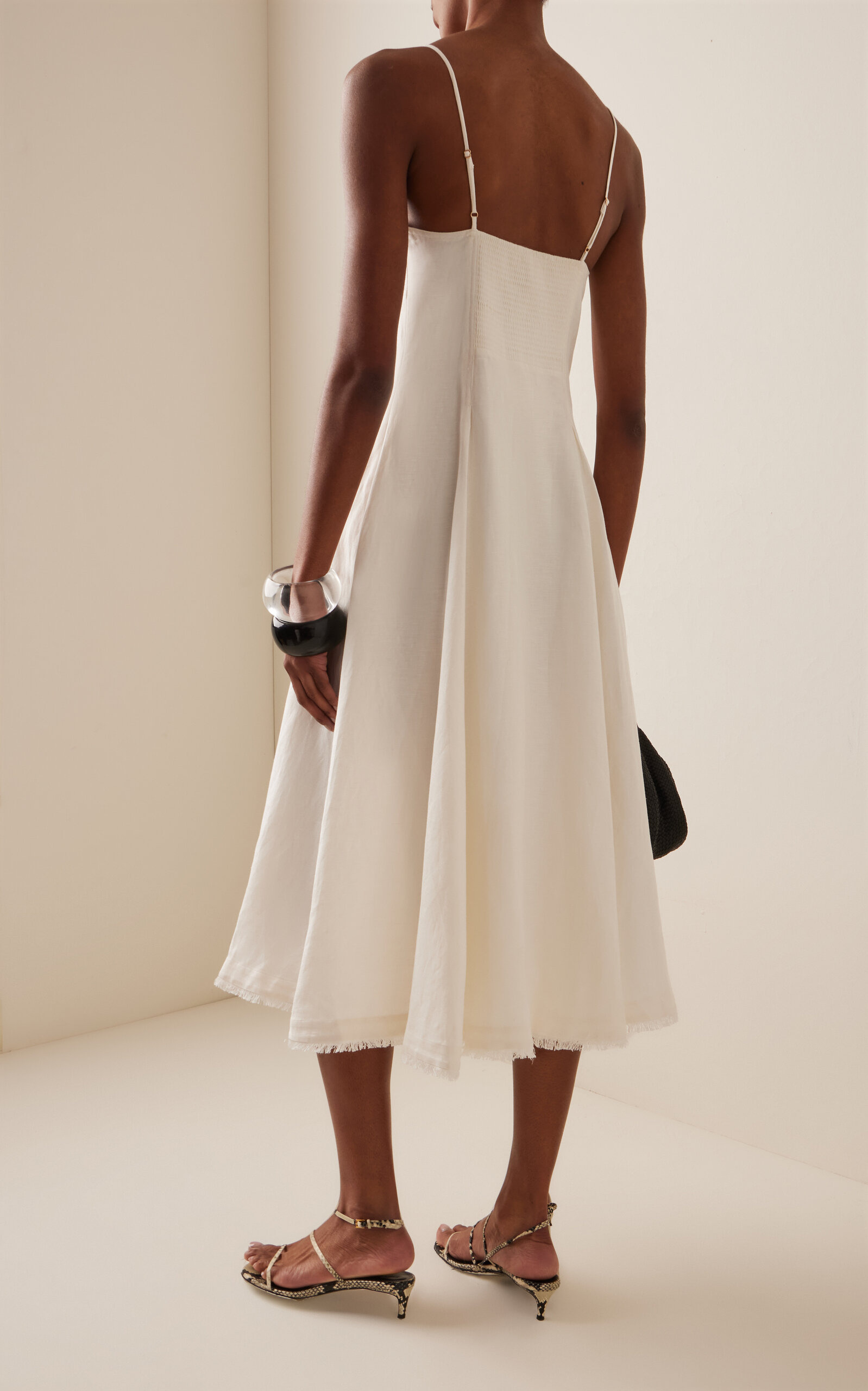 Analise Linen-Blend Bustier Midi Dress white - 4