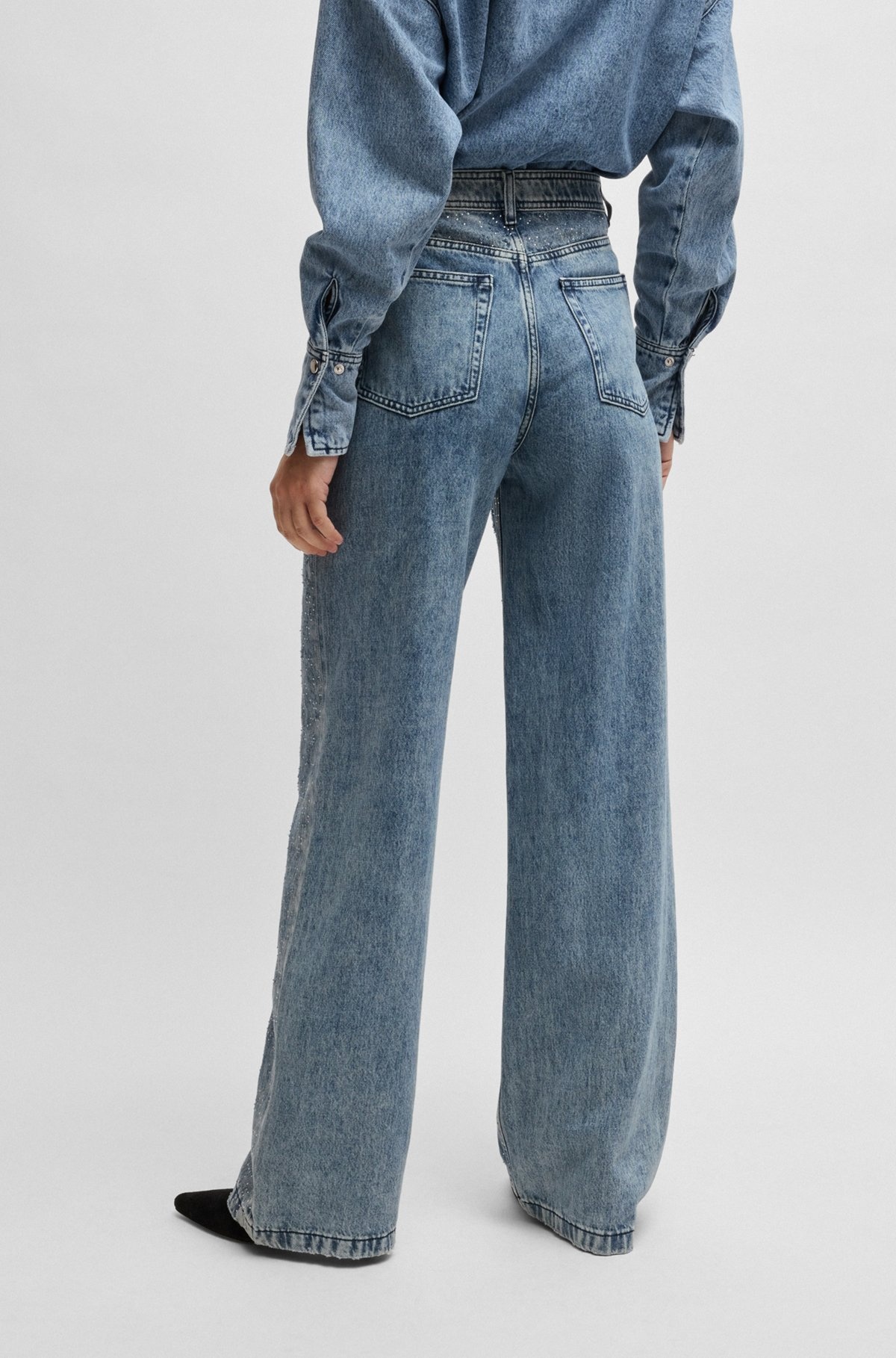 WIDE-LEG JEANS IN BLUE DENIM - 4