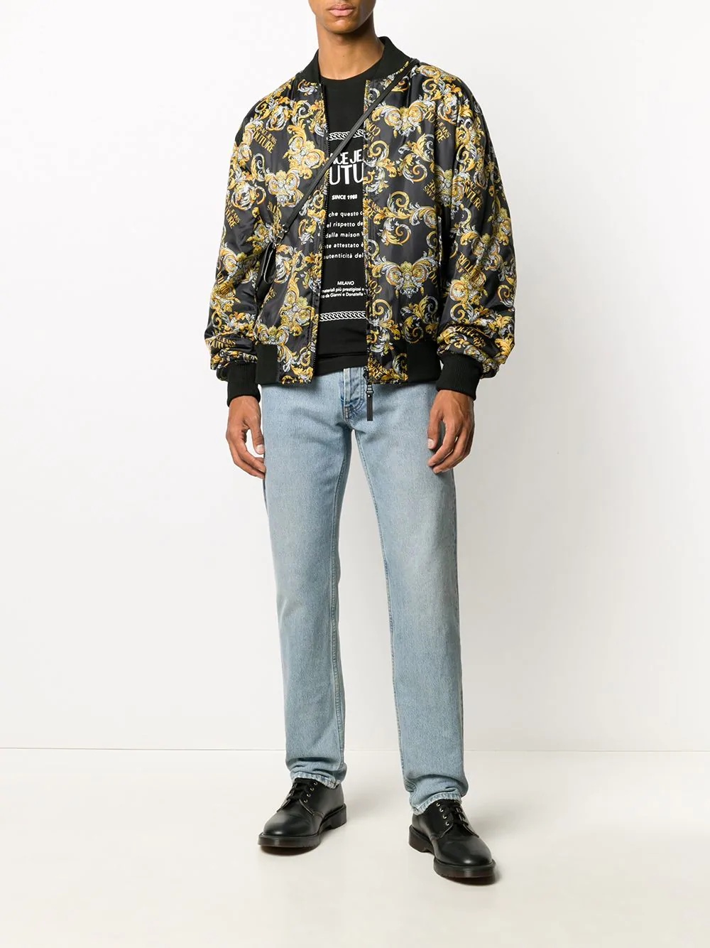 baroque print bomber jacket - 2