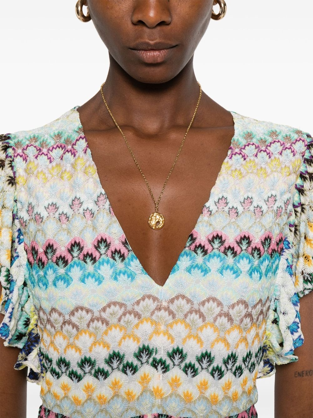 V-neck midi dress - 5