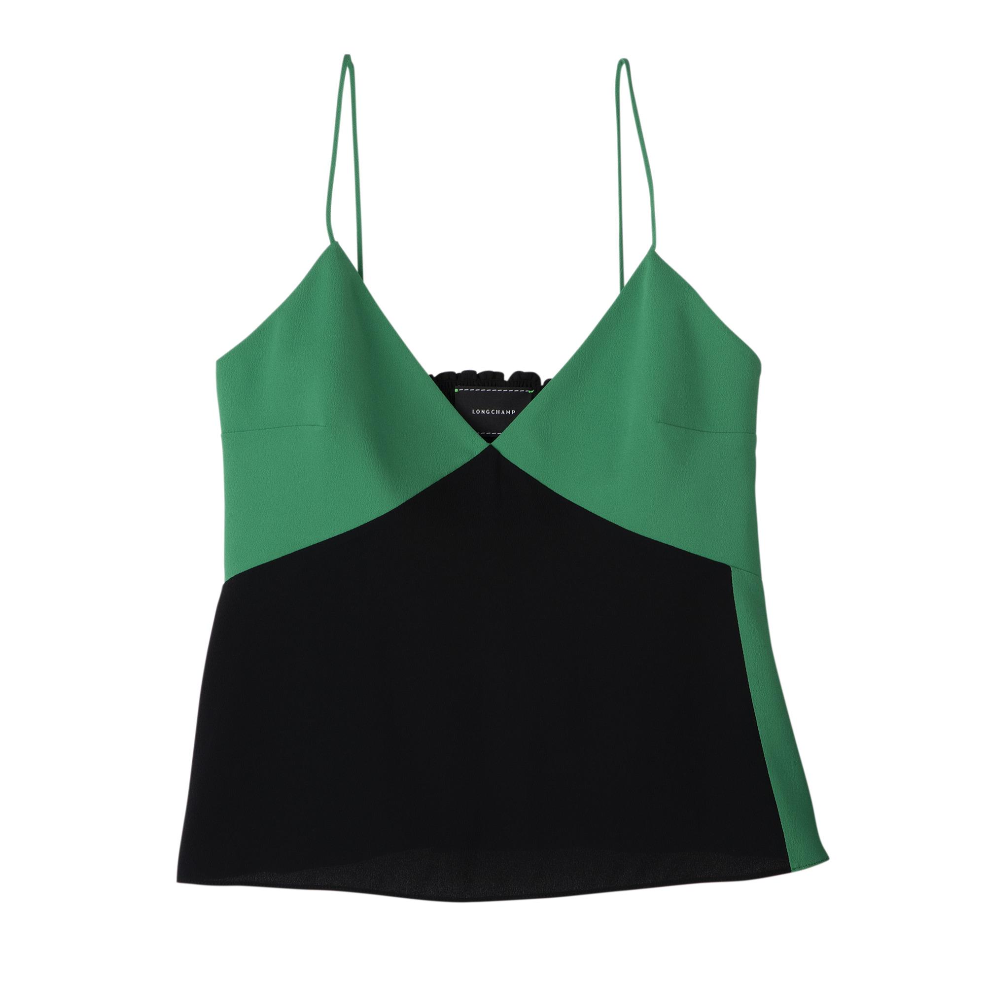 Thin strap top Green/Black - Crepe de Chine - 1