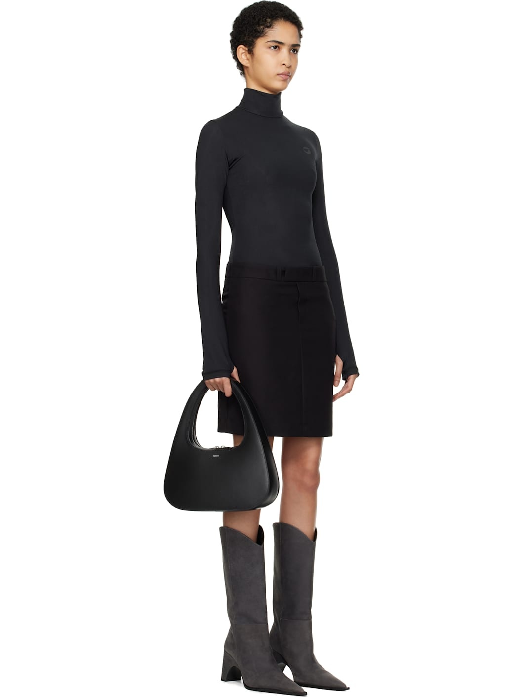 Black Hybrid Tailored Minidress - 2