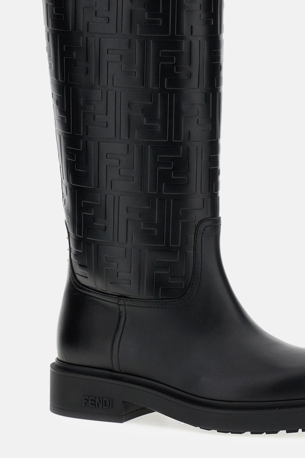 STIVALI FENDI FILO IN PELLE NERA - 4