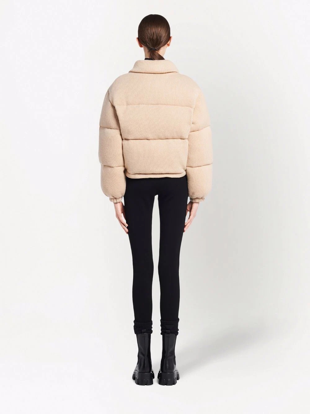 logo-detail cashmere padded jacket - 4