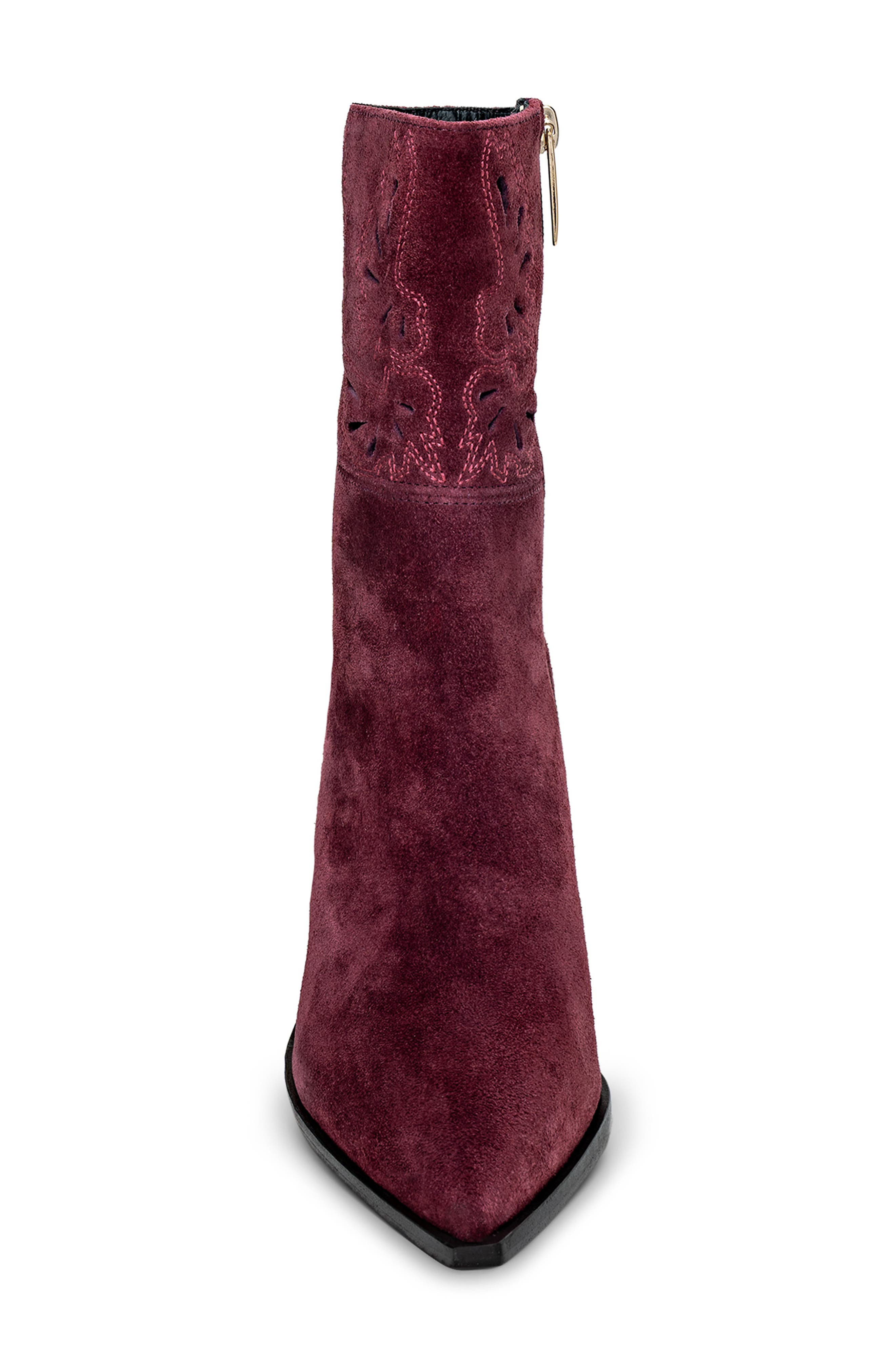 L'AGENCE Anne Western Boot in Burgundy Suede at Nordstrom - 4