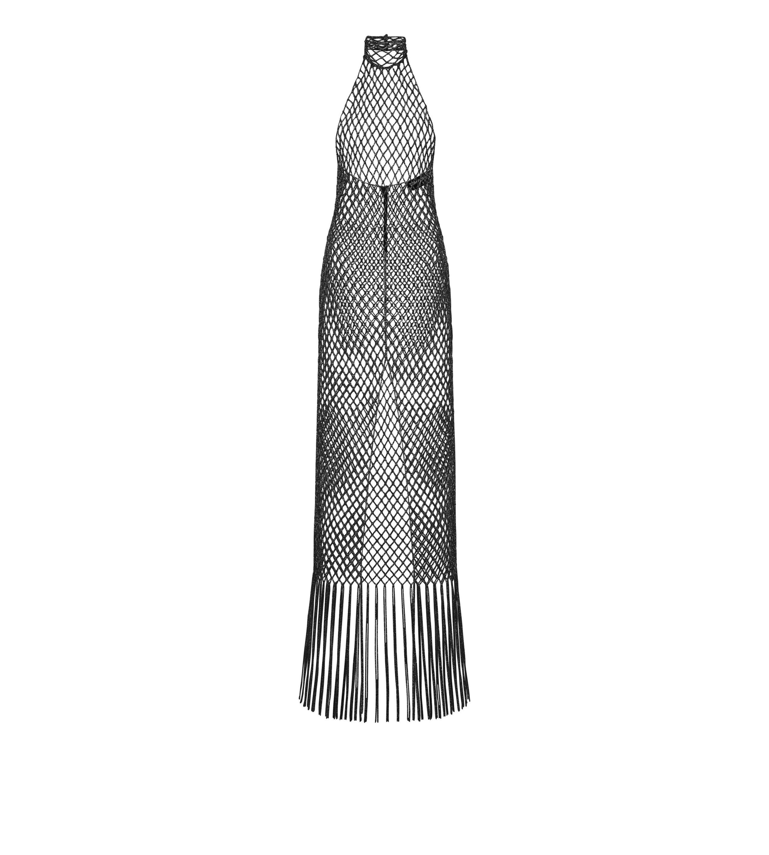 CORD NET EMBROIDERY WITH FRINGE EVENING DRESS - 1