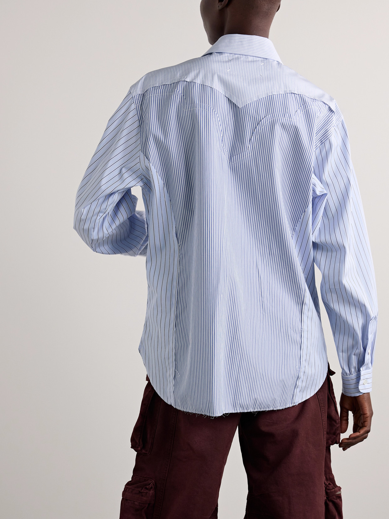 Paneled Striped Cotton-poplin Shirt - 3
