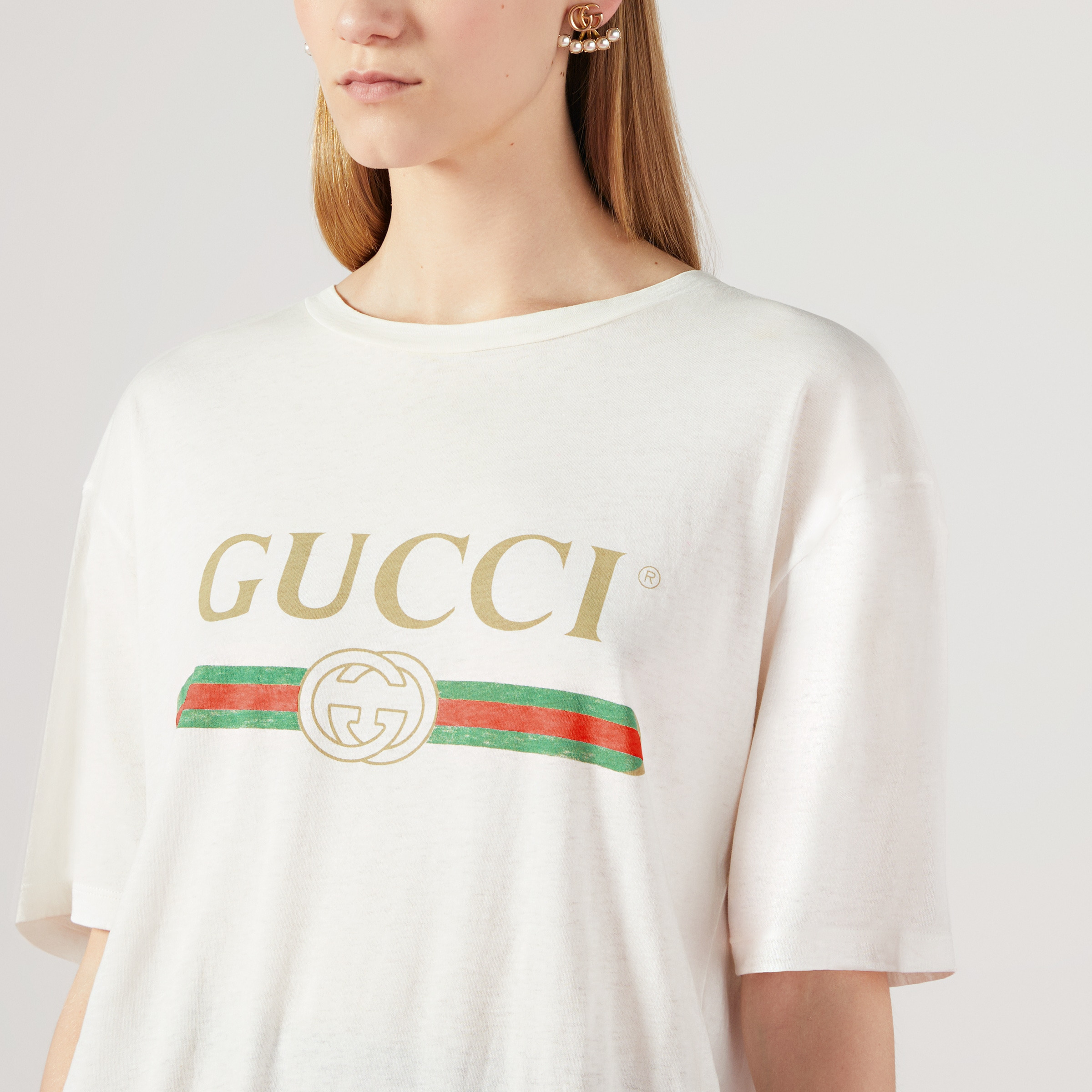 Oversize T-shirt with Gucci logo - 4