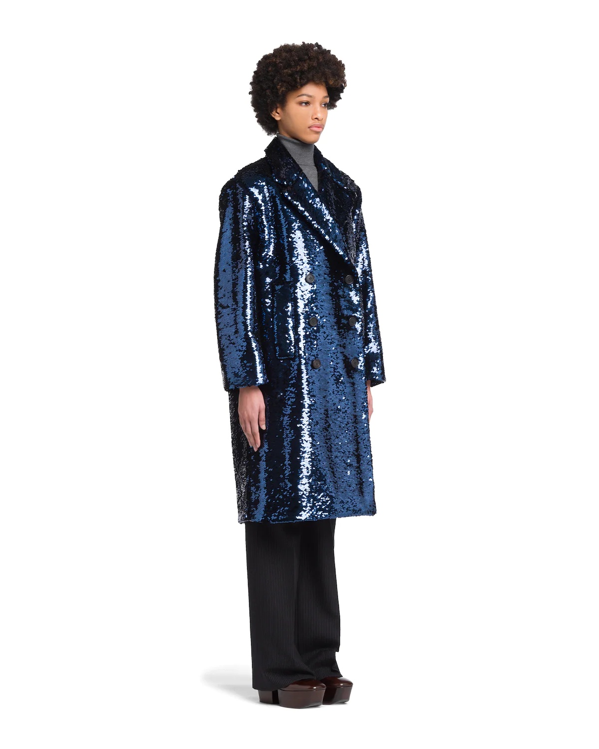 Sequin-embroidered double-breasted coat - 3