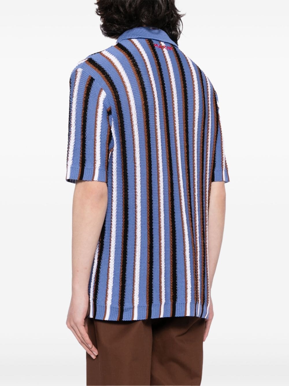 striped crochet polo shirt - 4