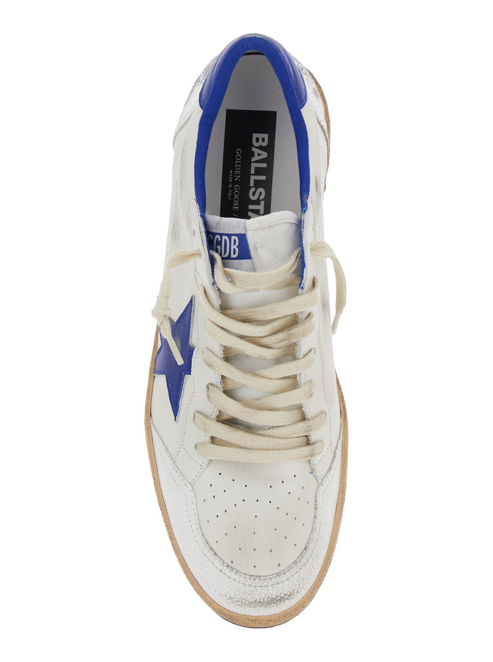 Golden Goose Men 'Ballstar' White Low Top Sneakers With Star Patch On The Side And Maxi Lettering On - 4
