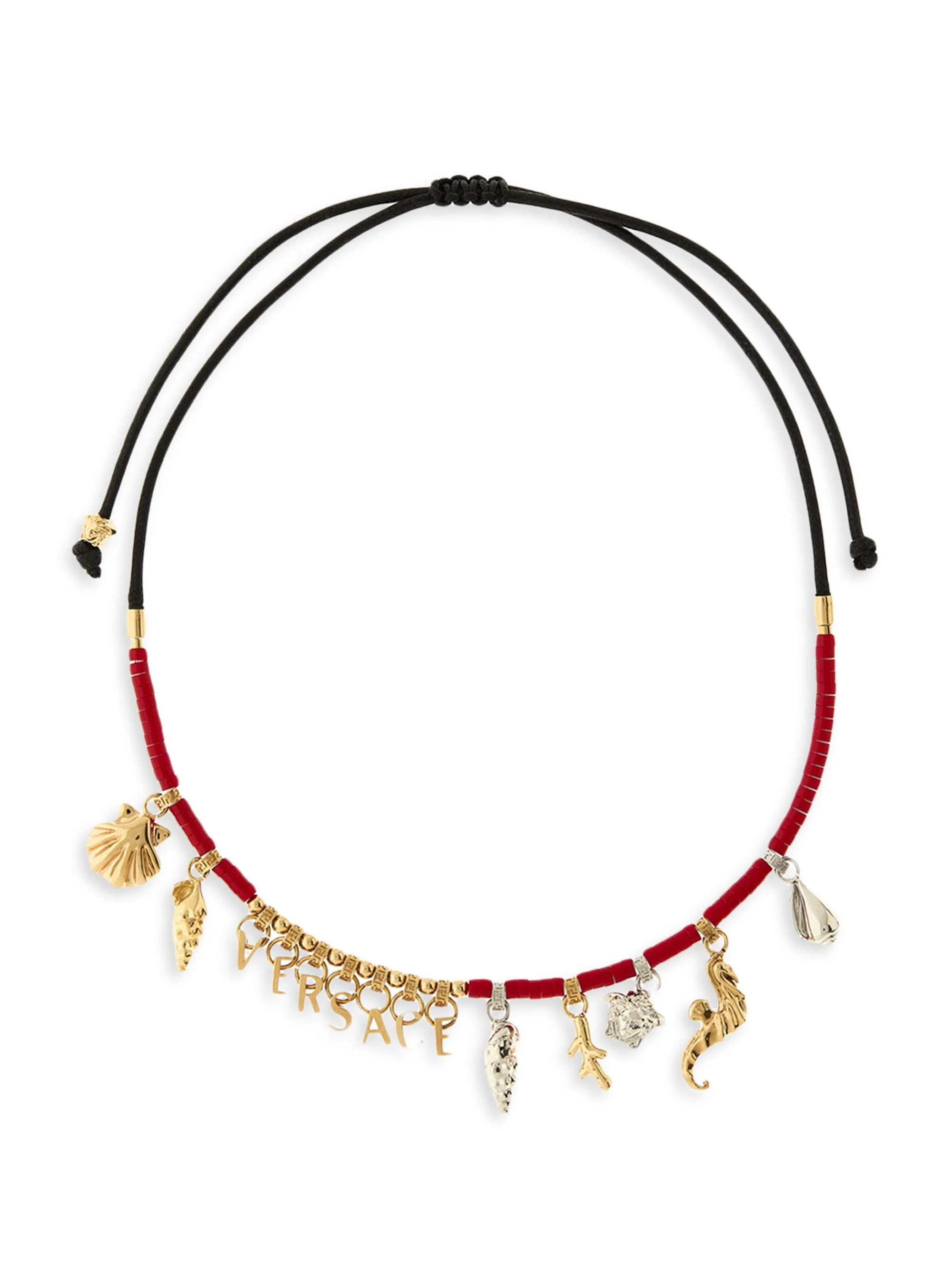 Women's Goldtone & Waxed Cotton Cord Charm Necklace - Coral - 1