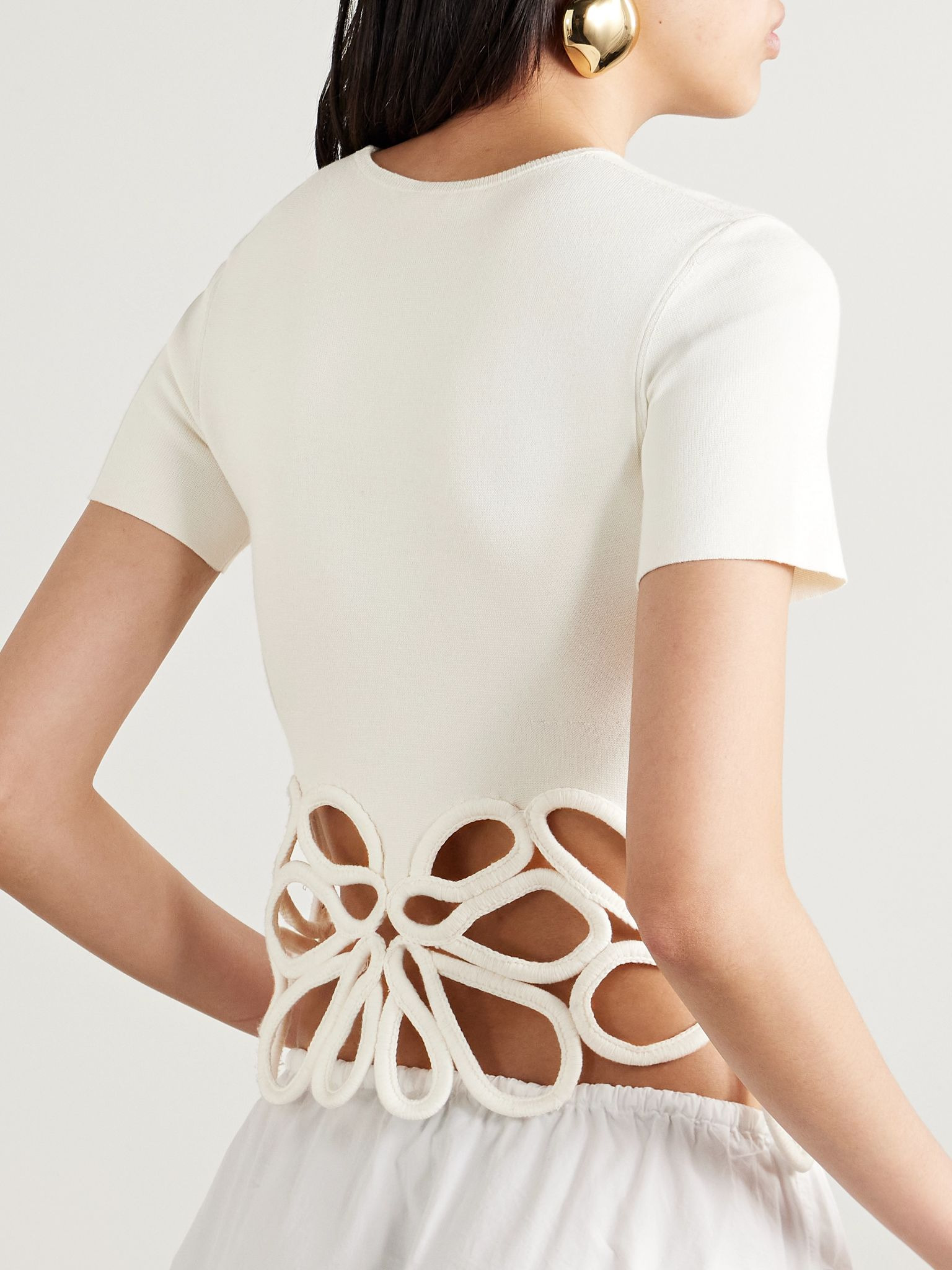 Eres cutout appliquéd knitted T-shirt Off-white - 3