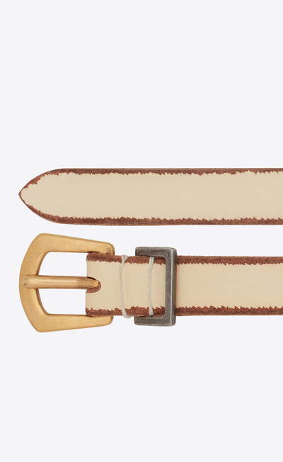 SAINT LAURENT rock n' roll buckle belt in leather with raw edges outlook