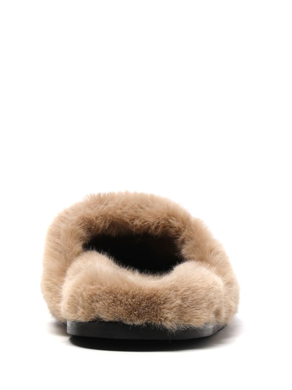 crystal-embellished faux fur slippers - 4