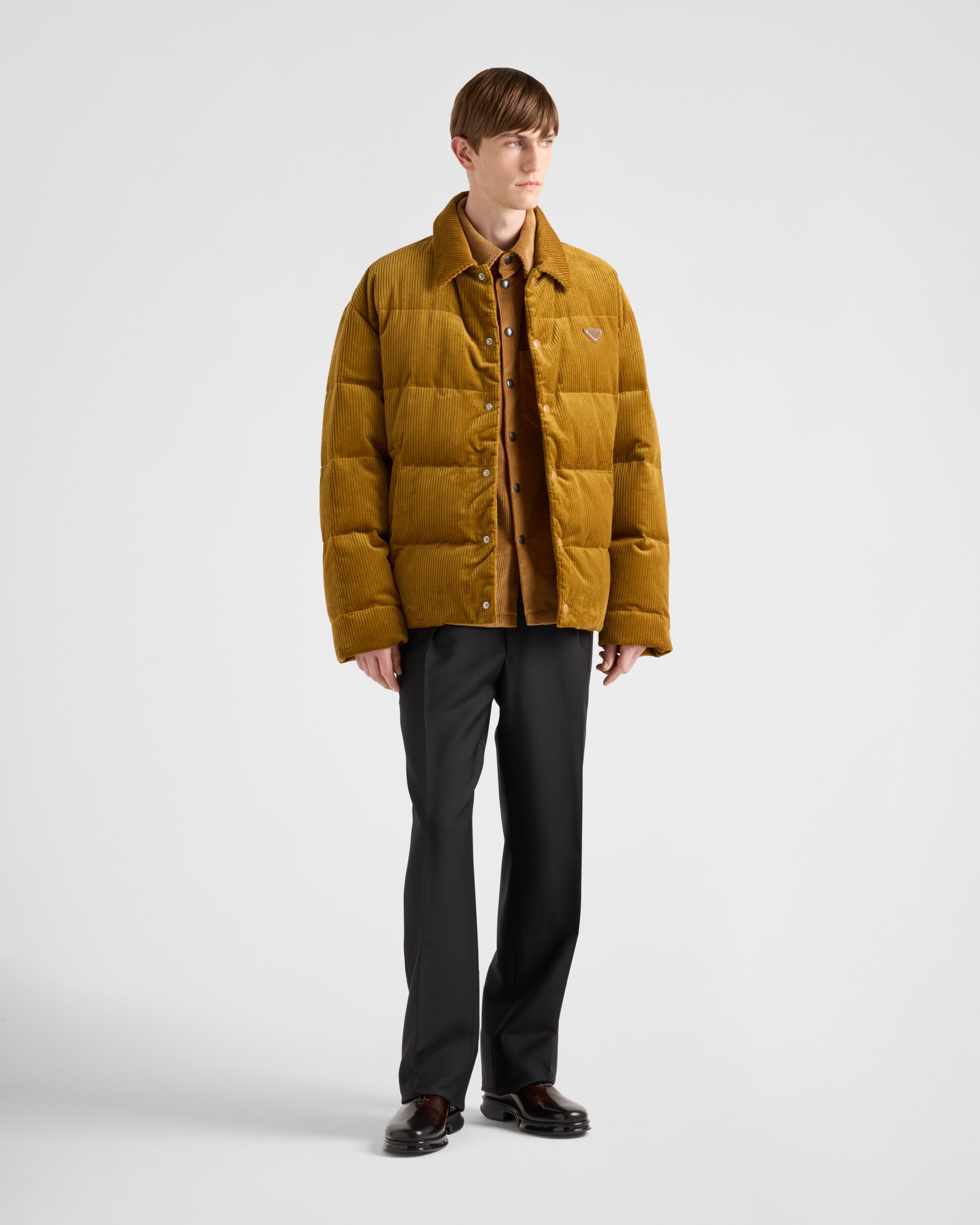 Cropped corduroy down jacket - 2