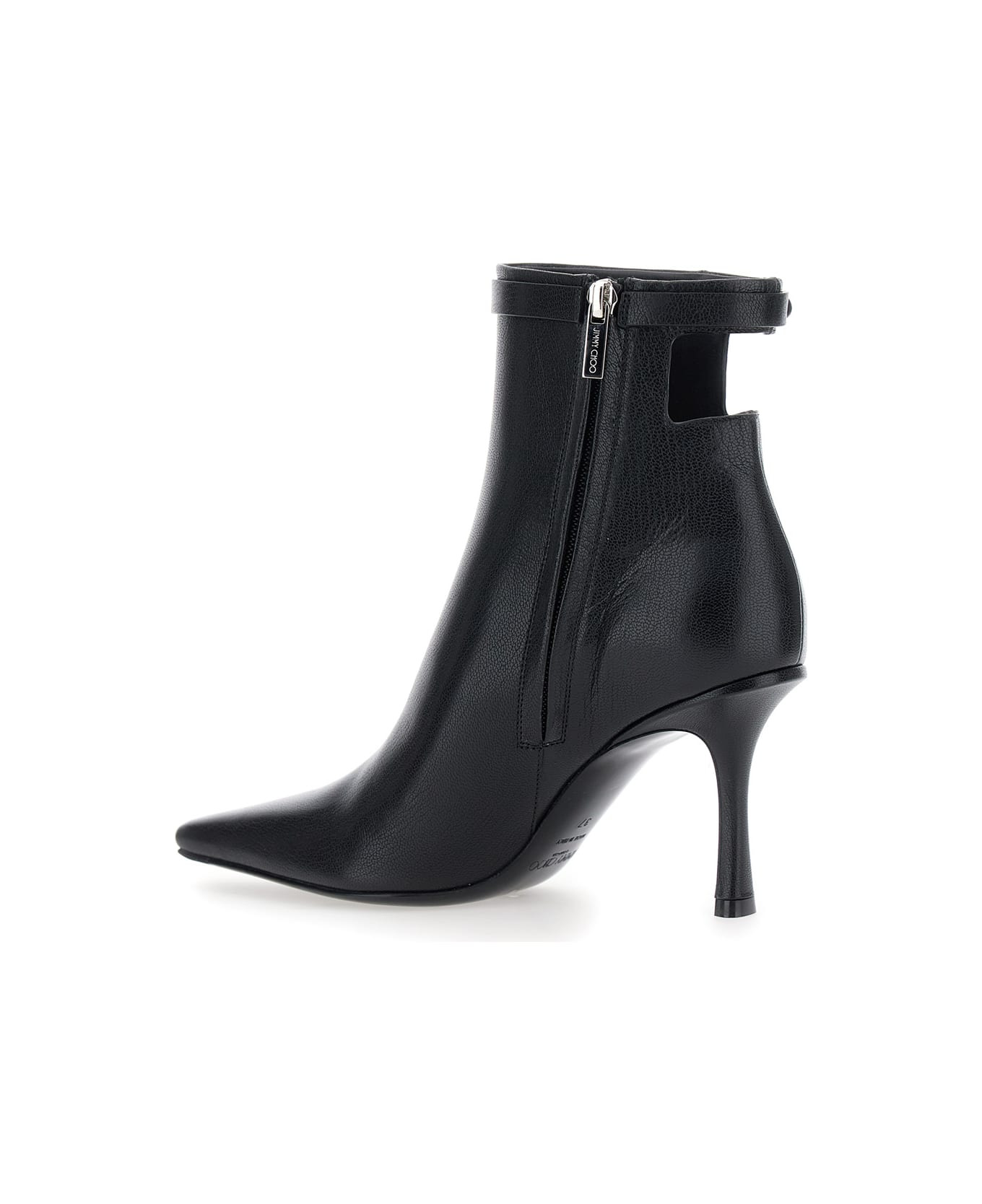 'camie' Black Ankle Boots With Knot Detail In Leather Woman - 3