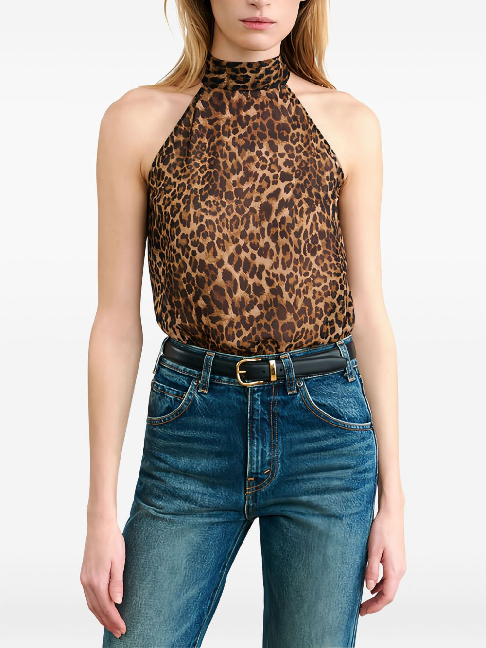 halterneck leopard-print top - 2
