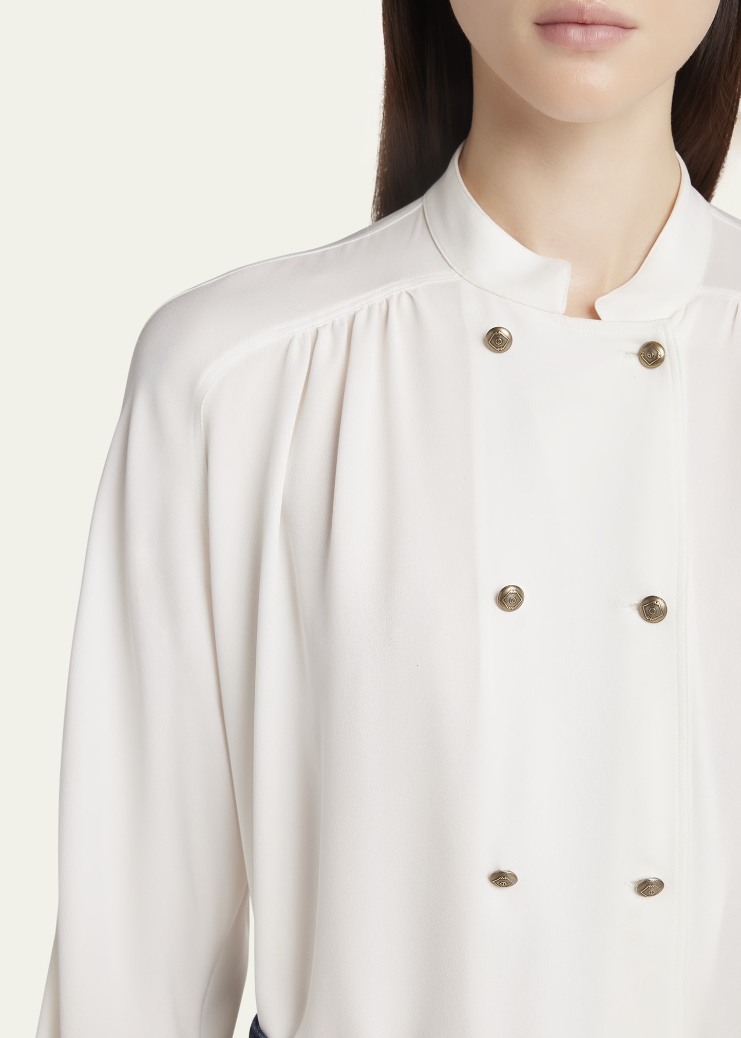 Double-Breasted Silk Blouse - 5
