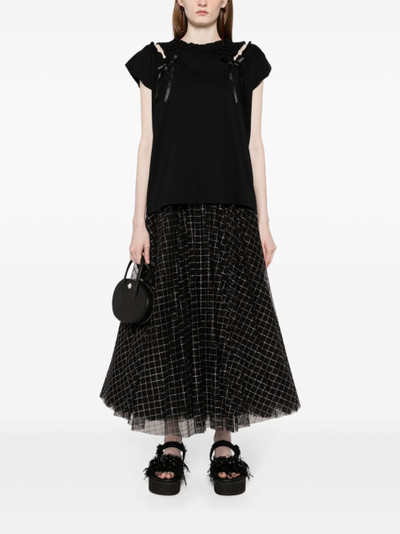 Simone Rocha bow-embellished cut-out cotton top outlook