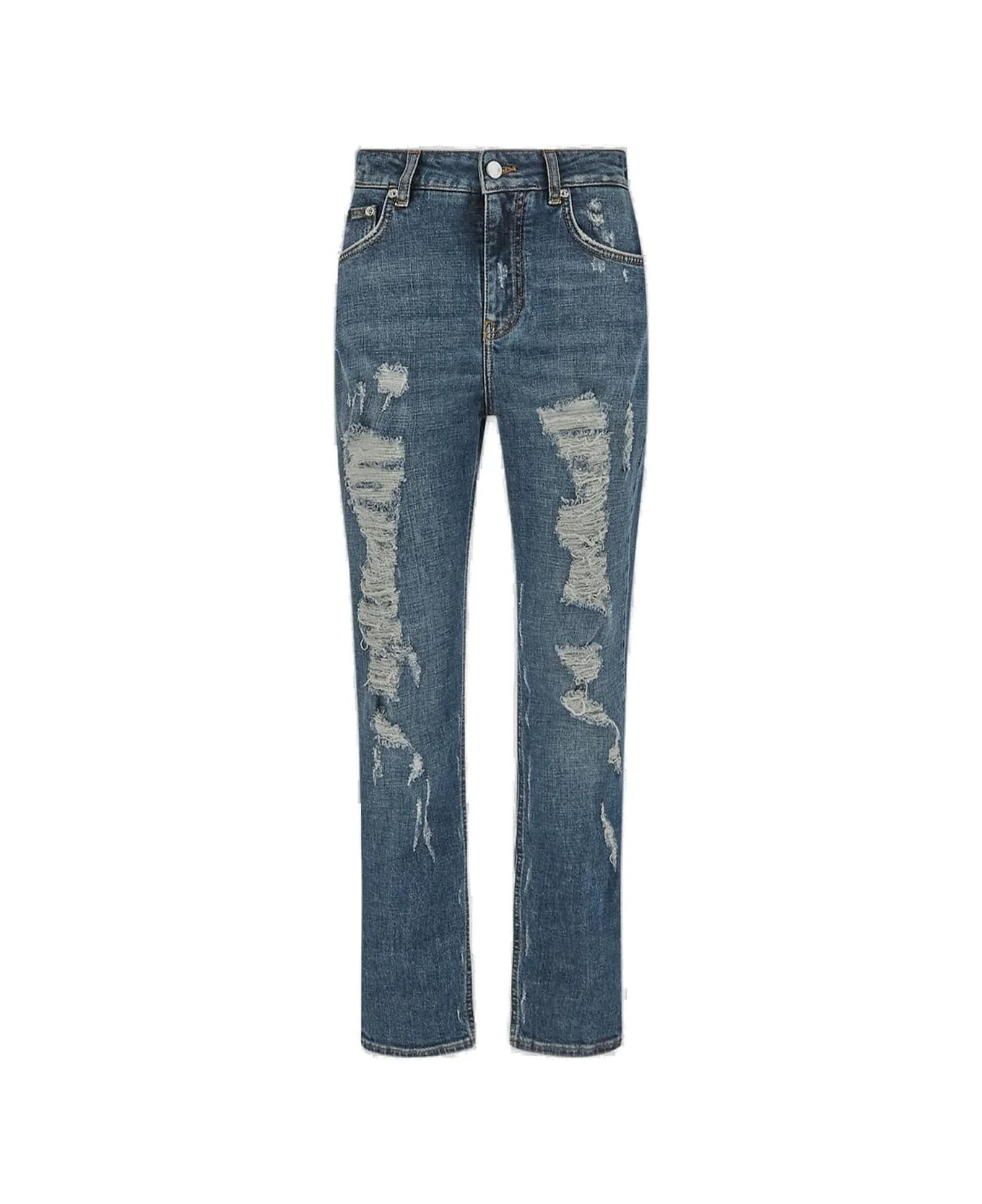 Distressed Straight Leg Cropped Jeans - 1