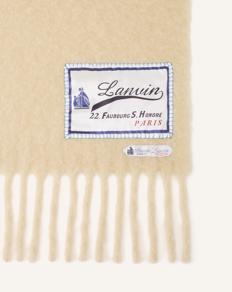 WHITE FRINGED WOOL SCARF WITH 22 FAUBOURG LABEL 3