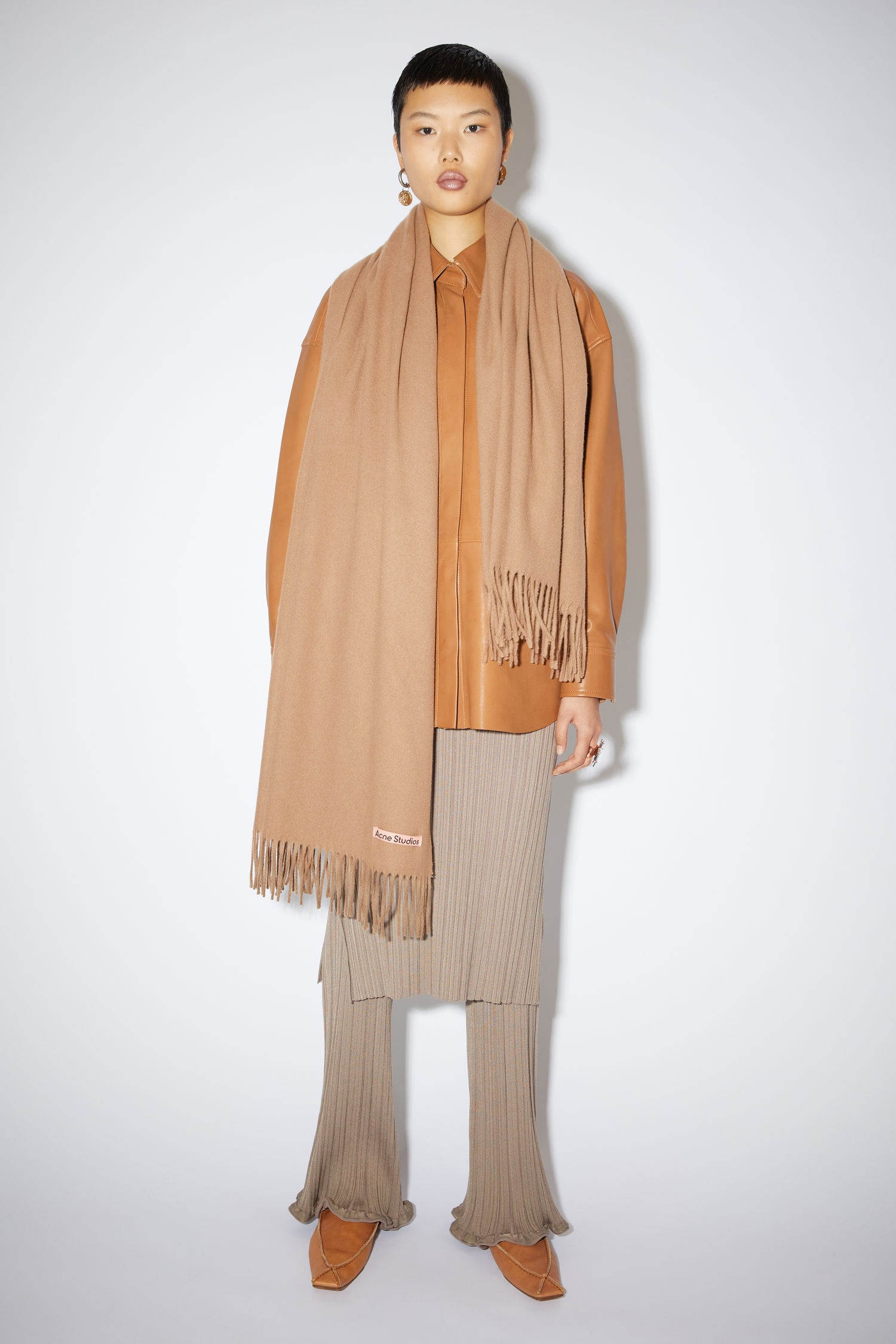 Oversized cashmere scarf - Caramel brown - 3