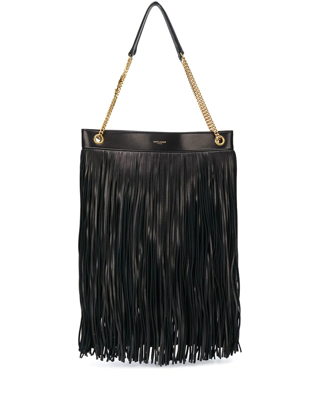 fringed leather shoulder bag - 1