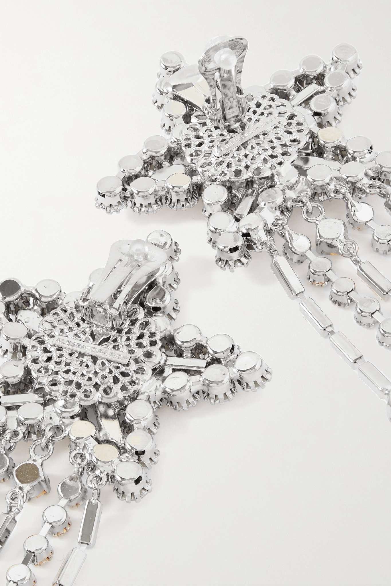 Oversized silver-tone crystal clip earrings - 3